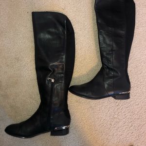 Ann Taylor Black Knee High Leather Boots Size 8